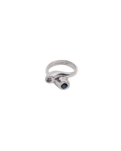 Disamara silver ring with two gems