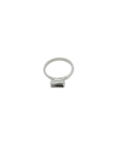 Pink-black tourmaline silver solitaire ring